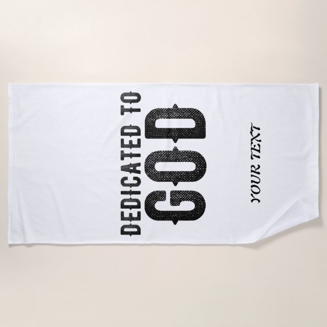 TOALLA DE PLAYA DEDICADO A DIOS PERSONALIZABLE GUAY TEXTO NEGRO (Anverso)