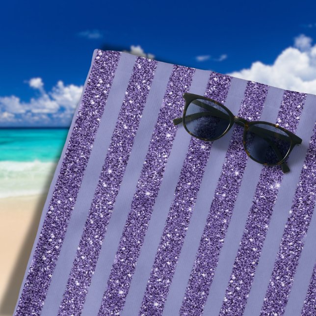 Toalla De Playa Deep Amethyst Glitter Style Horizontal Stripes  (Subido por el creador)