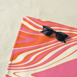 Toalla De Playa Deformado: rosa, Naranja y crema