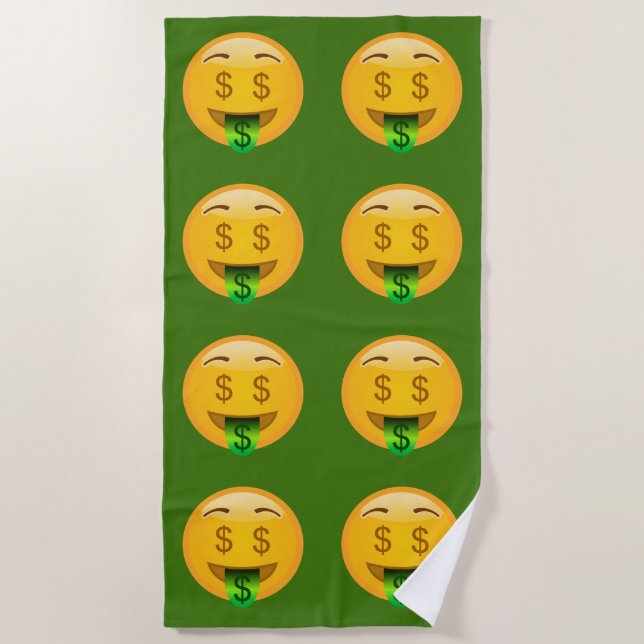 Toalla de playa del baño de la emoji del dinero (Anverso)