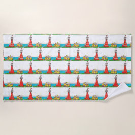 Toalla de playa del faro dibujado a mano