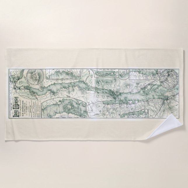 Toalla de playa del lago George – Edición del mapa (Anverso)