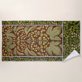 Toalla de playa del Patrón de hojas antiguas