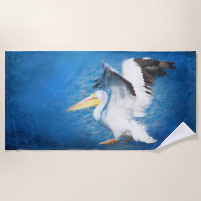 toalla de playa del pelícano de la acuarela 2 (Anverso)