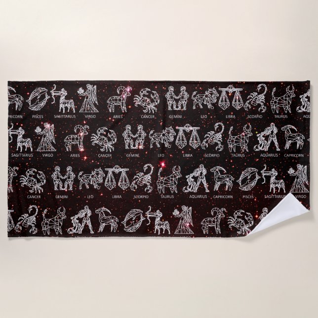 Toalla de playa del Rótulo del zodiaco (Brown) (Anverso)