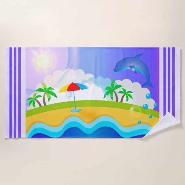 Toalla De Playa Delfín en la playa (Anverso)