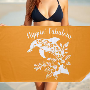 Toalla De Playa Delfín hawaiano-pescador Naranja principal