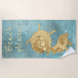 Toalla De Playa Delfines Beach Gold "Beach Please"