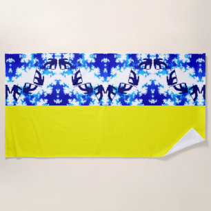 Toalla De Playa Deporte de snowboard azul cielo amarillo