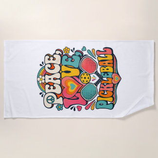 Toalla De Playa Deporte Retro Groovy Amor Paz Pickleball