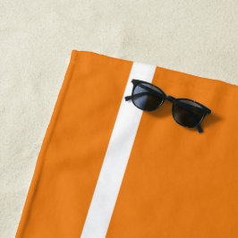 Toalla De Playa Deportiva Naranja Brillante Rayas Blancas Lisas