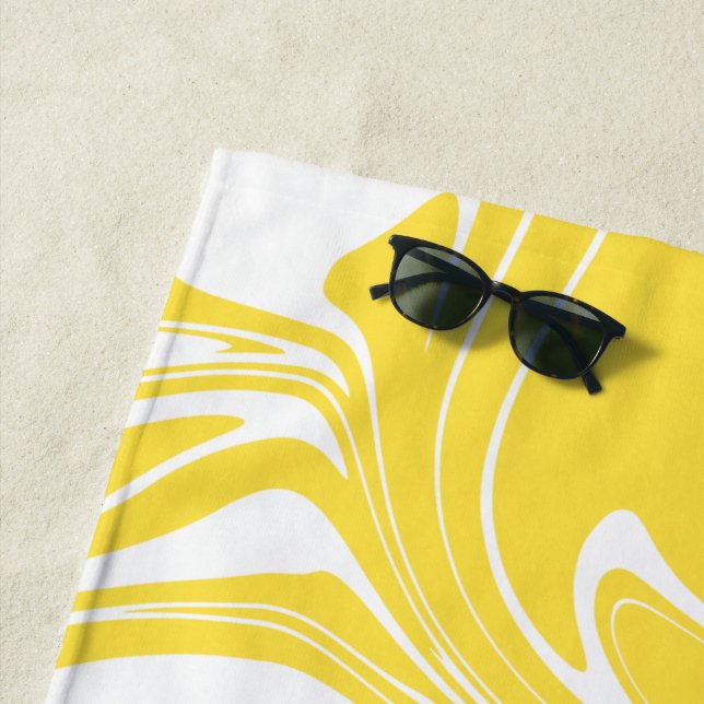 Toalla De Playa Derrame - Amarillo limón y blanco (In situ)