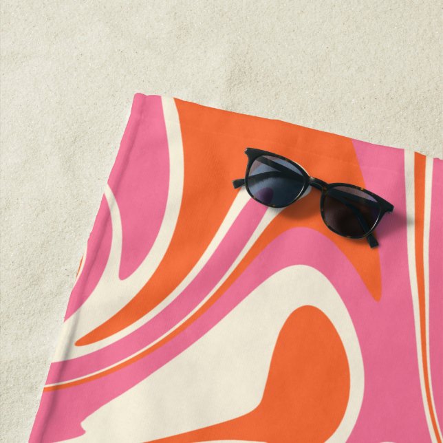 Toalla De Playa Derrame - rosa, Naranja y crema (In situ)
