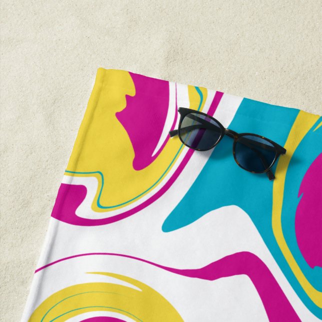 Toalla De Playa Derrame - Turquesa, Amarillo, Rosa y Blanco (In situ)
