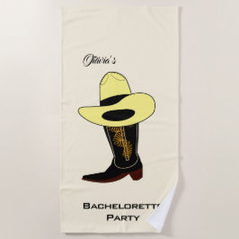 Toalla De Playa Despedida de soltera con sombrero de vaquero y bot
