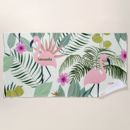 Toalla De Playa Despedida de soltera de flamenco rosa personalizad