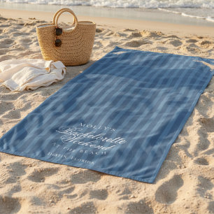 Toalla De Playa Despedida de soltera de raya azul costera