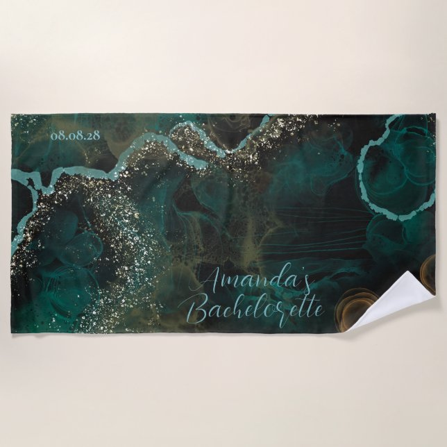 Toalla De Playa Despedida de soltera personalizada con roca brilla (Anverso)