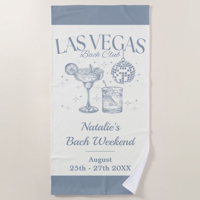 Toalla De Playa Despedida de soltera personalizada en Las Vegas pa (Anverso)