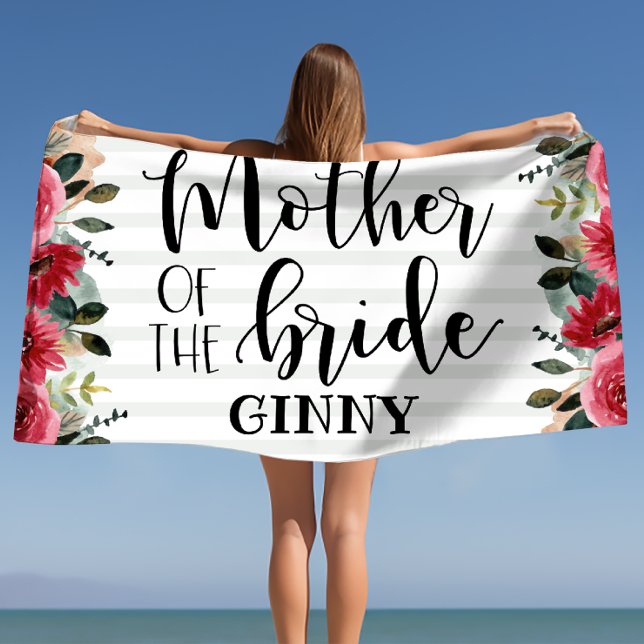 Toalla De Playa Despedida de soltera personalizada para la madre d (Mother of the Bride Bachelorette Personalized Beach Towel)