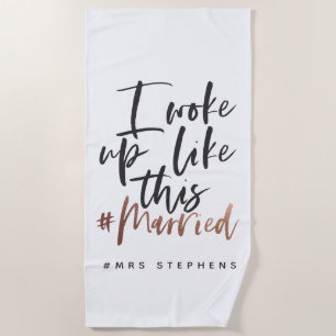 Toalla De Playa Desperté como # oro color de rosa casado