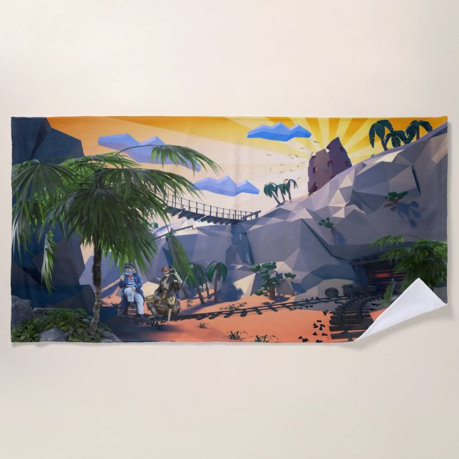 Toalla De Playa Destinos de la playa retro (Anverso)