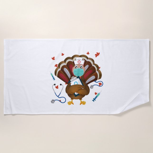 Toalla De Playa Día de Acción de Gracias Tops a mujeres enfermera  (Anverso)