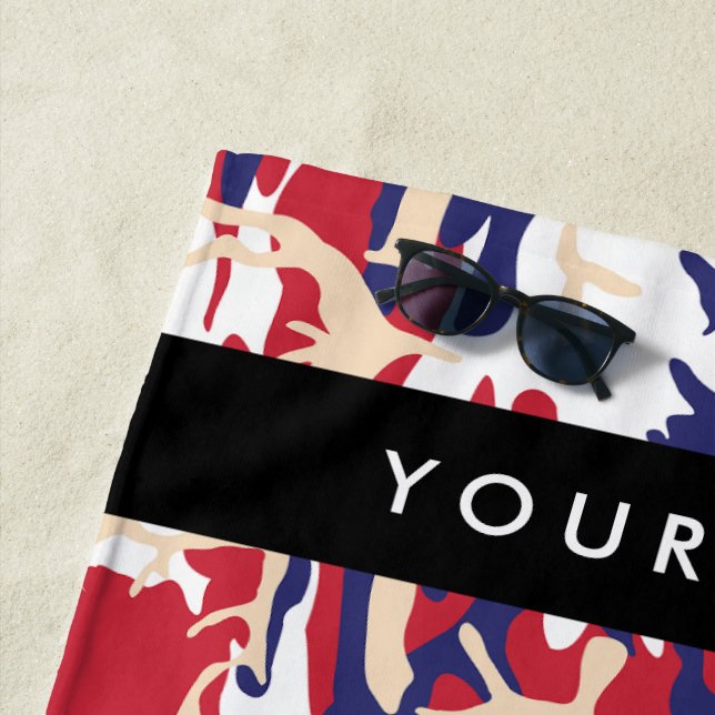 Toalla De Playa Día de la Independencia Camuflaje Su nombre Person (In situ)