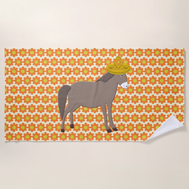 Toalla De Playa Día de los muertos en el burro mexicano (Anverso)