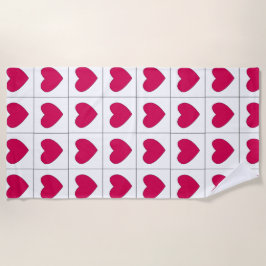 Toalla De Playa Día de San Valentín de verano de los corazones ros