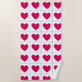 Toalla De Playa Día de San Valentín de verano de los corazones ros