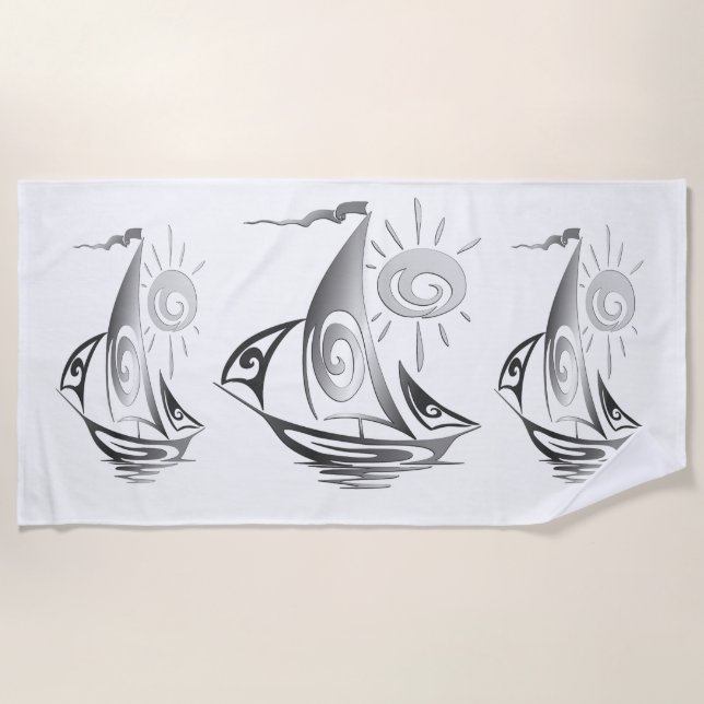 Toalla De Playa Día perezoso que navega blanco (Anverso)