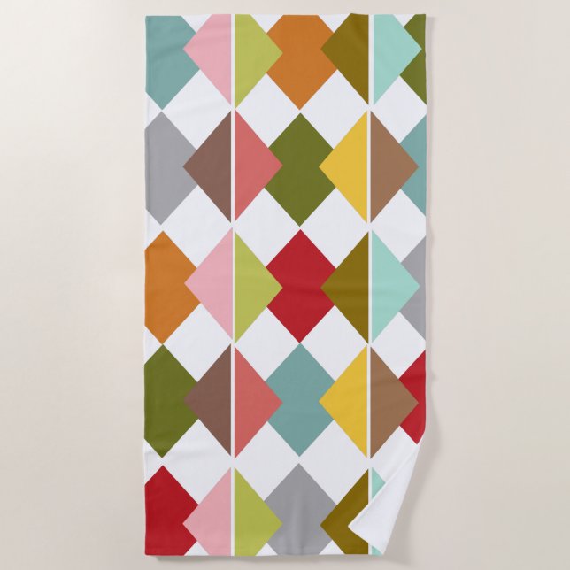 Toalla De Playa Diamantes modernos de mediados de siglo (Anverso)