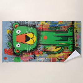 Toalla De Playa Dibujo animado de león divertido arte pop