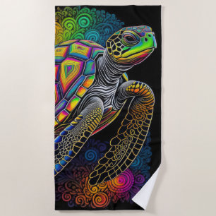 Toalla De Playa Dibujo colorido de una tortuga marina