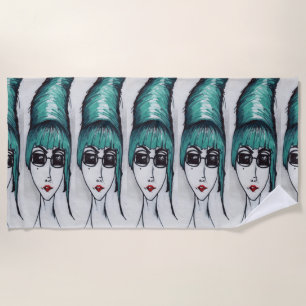 Toalla De Playa Dibujo de arte pop materno de Beehive fresca