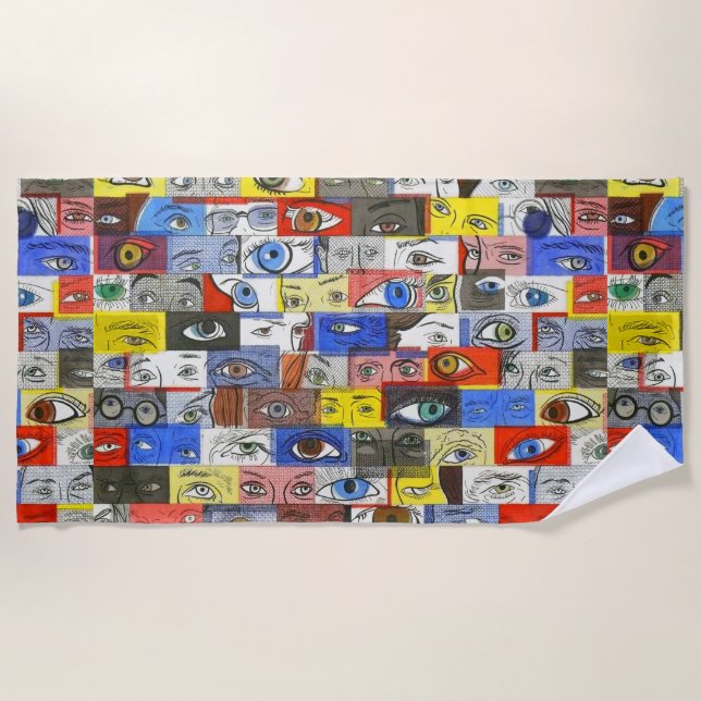 Toalla De Playa Dibujo Guay Whimsical Loco y Único de Eyeballs (Anverso)
