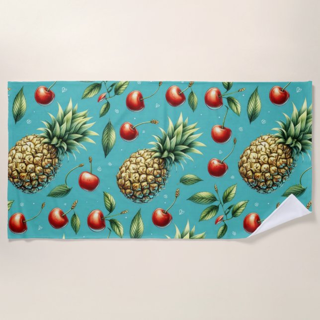 Toalla De Playa Dicha de Piña y Cereza (Anverso)