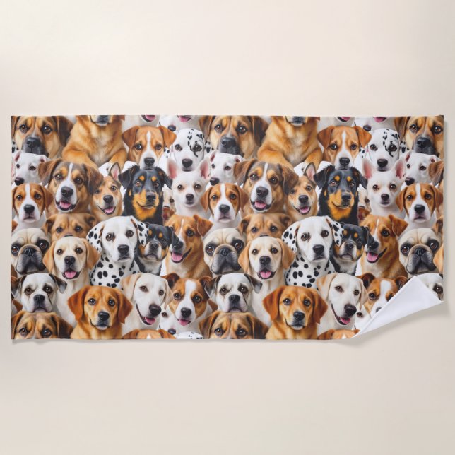 Toalla De Playa Diferentes razas de perros (Anverso)