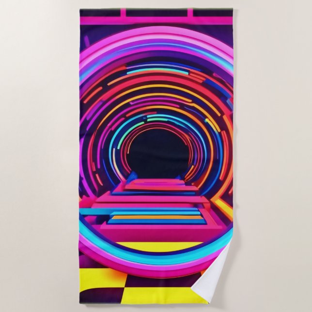 Toalla De Playa Dimensiones del túnel neón (Anverso)