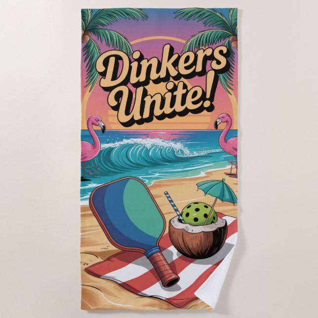 Toalla De Playa Dinkers de bolas de póleo unen pádel de flamenco (Anverso)