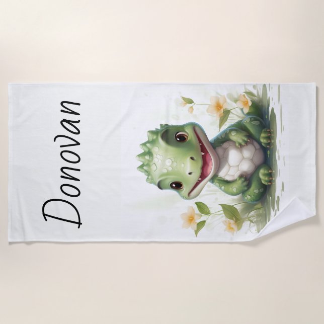Toalla De Playa Dinosaurio personalizado (Anverso)
