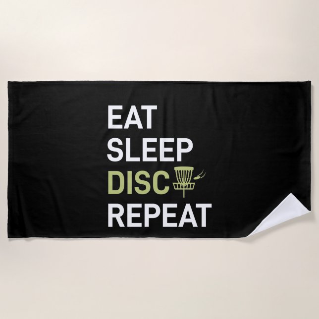 Toalla De Playa Disc Golf Player | Eat Sleep Disc Golf Repeat (Anverso)