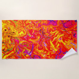 Toalla De Playa Diseño abstracto de colores de lava negrita