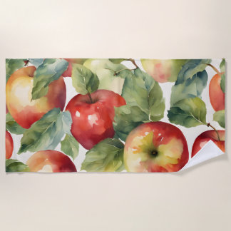 Toalla De Playa Diseño acuarela de manzanas frescas