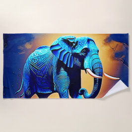 Toalla De Playa Diseño brillante de Elefante Azul