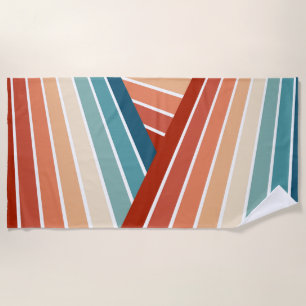 Toalla De Playa Diseño de arco iris diagonal de color retro