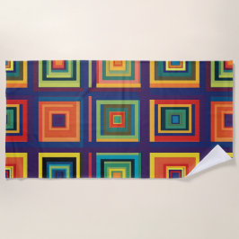 Toalla De Playa Diseño de bloques retro coloridos