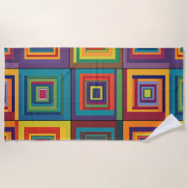 Toalla De Playa Diseño de bloques retro coloridos
