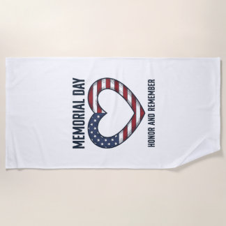 Toalla De Playa Diseño de camiseta del Día de los Caídos Corazón H